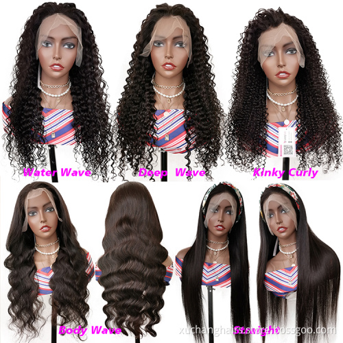 natural color black color frontal wigs pre-plucked baby hair transparent hd lace human hair wigs 360 full lace